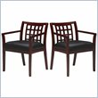 Mayline Mercado Solid Wood Frame Side Guest Chair w/ Geniune Black Leather Seat (Set of 2)