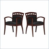 Mayline Mercado Solid Wood Frame Side Guest Chair w/ Geniune Black Leather Cushions (Set of 2)