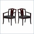 Mayline Mercado Solid Wood Frame Side Guest Chair w/ Geniune Black Leather Seat (Set of 2)