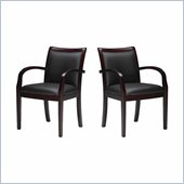 Mayline Mercado Solid Wood Frame Side Guest Chair w/ Geniune Black Leather Seat (Set of 2)