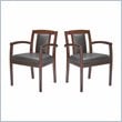 Mayline Mercado Solid Wood Frame Side Guest Chair w/ Geniune Black Leather Seat (Set of 2)