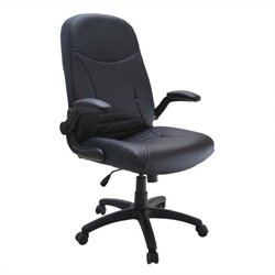 Mayline Comfort Big and Tall Pivot Arm Chair in Black Leather