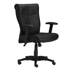 Mayline Mercado Black Genuine Leather, Black Base, Mid Back, Adjustable Arms Conference... by Mayline