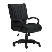 Mayline Mercado Black Genuine Leather, Mid Back, Loop Arms Conference Chair