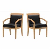Mayline Mercado Genuine Black Leather Seat & Solid Maple Wood Frame Chair (Set of 2)