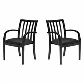 Mayline Mercado Genuine Black Leather Seat & Slat Back Solid Espresso Walnut Wood Chair (Set of 2)
