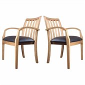 Mayline Mercado Genuine Black Leather Seat & Slat Back Solid Maple Wood Chair (Set of 2)
