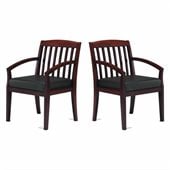Mayline Mercado Genuine Black Leather Seat & Slat Back Solid Sierra Cherry Wood Chair (Set of 2)