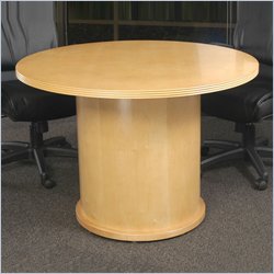 Mayline Luminary 3.5' Round Conference Table with Cylinder Base-Cherry