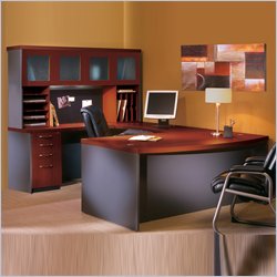 Mayline Aberdeen 72 Wood U-Shaped Desk Set-Cherry/Graphite