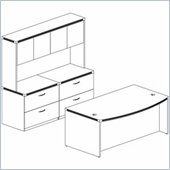 Mayline Aberdeen Bow Front Desk, Hutch with Wood Doors, 2 Pedestals and 2 Lateral Files