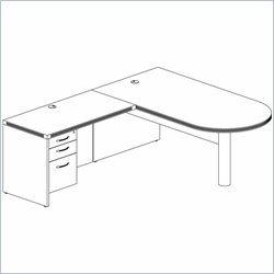 Mayline Aberdeen Freestanding Peninsula, Return and Suspended Pedestal-Mocha