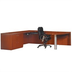 Mayline Aberdeen Freestanding Peninsula, Extended Corner and Freestanding Lateral File-Cherry