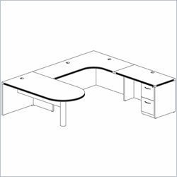 Mayline Aberdeen Freestanding Peninsula, Extended Corner, Return and Credenza File Pedestal-Cherry/Graphite