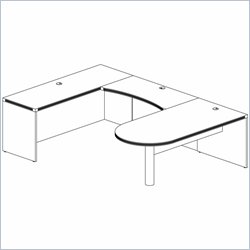 Mayline Aberdeen Freestanding Peninsula, Contour Bridge, and Credenza