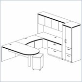 Mayline Aberdeen Freestanding Peninsula, Contour Bridge, Credenza, Hutch, and Storage Tower