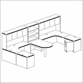 Mayline Aberdeen Freestanding Peninsula, Extended Corners, Returns, Suspended Pedestals, Hutches, and 3-Shelf Bookcase