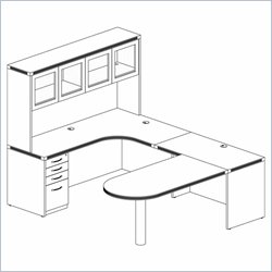 Mayline Aberdeen Peninsula Return, Hutch with Glass Doors, Extended Corner, Return, and File Pedestal-Cherry/Graphite