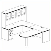 Mayline Aberdeen Peninsula Return, Hutch with Glass Doors, Extended Corner, Return, and File Pedestal