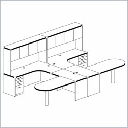 Mayline Aberdeen Extended Corners, Peninsula Returns, Pedestals, Hutches with Wood Doors, and Returns