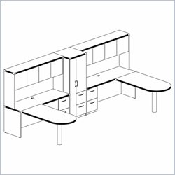 Mayline Aberdeen 2 Peninsula Returns, Credenzas, Hutches with Wood Doors, Pedestals and Storage Towers-Cherry/Graphite