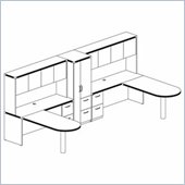 Mayline Aberdeen 2 Peninsula Returns, Credenzas, Hutches with Wood Doors, Pedestals and Storage Towers