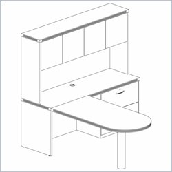 Mayline Aberdeen Peninsula Return, Credenza, Hutch with Wood Doors, and Lateral File