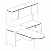 Mayline Aberdeen Peninsula Return, Credenza, Hutch with Wood Doors, and Lateral File