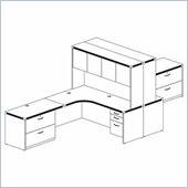 Mayline Aberdeen 2 Extended Corners, Returns, Hutches with Wood Doors, and Suspended Pedestals