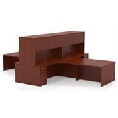 Mayline Aberdeen 4 Extended Corners, Returns, Hutches with Wood Doors, and Suspended Pedestals