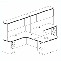 Mayline Aberdeen 2 Extended Corners, Returns, Hutches with Wood Doors, and Pedestals-Cherry