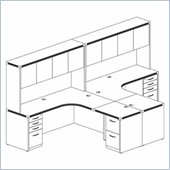 Mayline Aberdeen 2 Extended Corners, Returns, Hutches with Wood Doors, and Pedestals