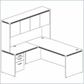 Mayline Aberdeen Conference Desk, Hutch with Wood Doors, Return and Suspended Pedestal