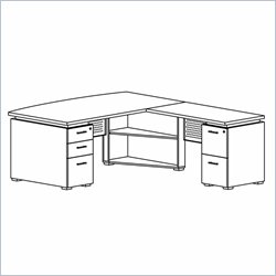 Mayline Eclipse 72 Inch Desk Top, Non-Handed Return, Box-Box-File Pedestal, File-File Pedestal and False Pedestal Leg