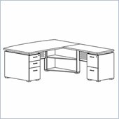 Mayline Eclipse 72 Inch Desk Top, Non-Handed Return, Box-Box-File Pedestal, File-File Pedestal and False Pedestal Leg