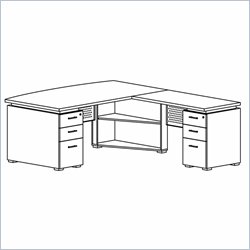 Mayline Eclipse 72 Inch Desk Top, Non-Handed Return, 2 Box-Box-File Pedestals and False Pedestal Leg