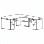 Mayline Eclipse 72 Inch Desk Top, Non-Handed Return, 2 Box-Box-File Pedestals and False Pedestal Leg