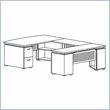 Mayline Eclipse 72 Inch Desk Top, Credenza Shell, 2 Box-Box-File Pedestals, 2 False Pedestal Legs, Non-Handed Bridge
