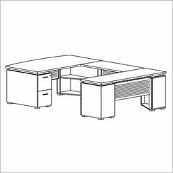 Mayline Eclipse 72 Inch Desk Top, Credenza Shell, 2 Box-Box-File Pedestals, 2 False Pedestal Legs, Non-Handed Bridge