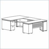 Mayline Eclipse 72 Inch Desk Top, Credenza Shell, 2 Box-Box-File Pedestals, 2 False Pedestal Legs, Non-Handed Bridge