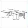 Mayline Eclipse 72 Inch Desk Top, Credenza Shell, 2 Box-Box-File Pedestals, 2 False Pedestal Legs, Non-Handed Bridge