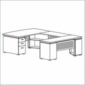 Mayline Eclipse 72 Inch Desk Top, Credenza Shell, 2 Box-Box-File Pedestals, 2 False Pedestal Legs, Non-Handed Bridge