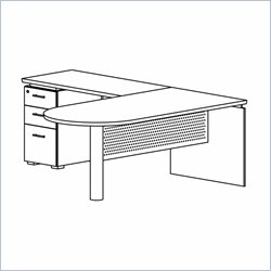 Mayline Eclipse Peninsula Table, Bridge and Box-Box-File Pedestal