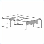 Mayline Eclipse Peninsula Table, Credenza Shell, Bridge, File-File Pedestal and False Pedestal Leg