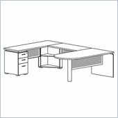 Mayline Eclipse Peninsula Table, Credenza Shell, Bridge, 2 Pedestals and False Pedestal Leg