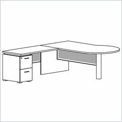 Mayline Eclipse 72 Inch Right P-Shaped Desk, Return and File-File Pedestal-Espresso Walnut