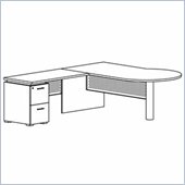 Mayline Eclipse 72 Inch Right P-Shaped Desk, Return and File-File Pedestal