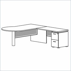 Mayline Eclipse 72 Inch Left P-Shaped Desk, Return and File-File Pedestal-Espresso Walnut