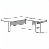 Mayline Eclipse 72 Inch Left P-Shaped Desk, Return and File-File Pedestal