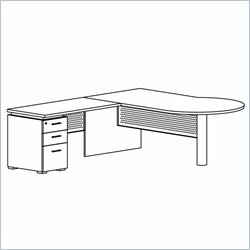 Mayline Eclipse 72 Inch Right P-Shaped Desk, Return and Box-Box-File Pedestal